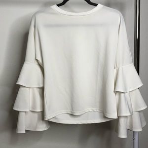 Frill Tiered Fluted Sleeve Top